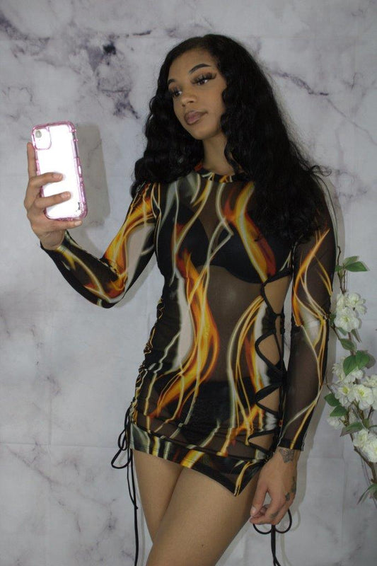 Flaming Mesh Dress